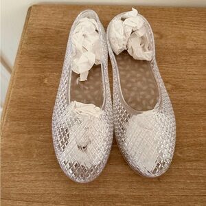 Ancient Greek Sandals Clear Mesh Flats